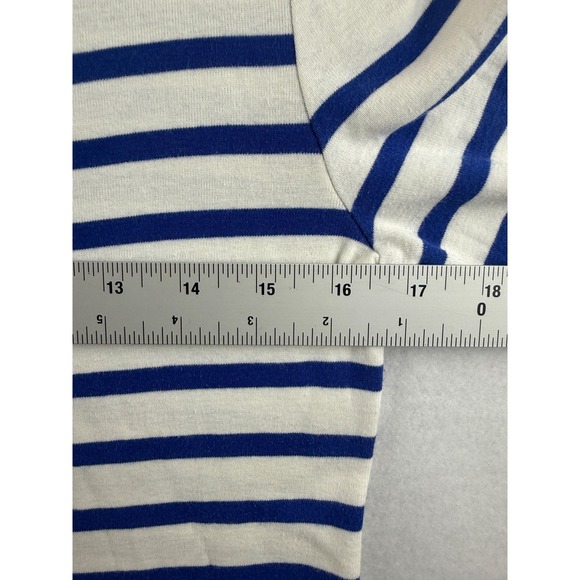 Lauren Ralph  Women's Striped Boat Neck Button Shoulder 3/4 Sleeve Shirt Medium - Picture 5 of 6